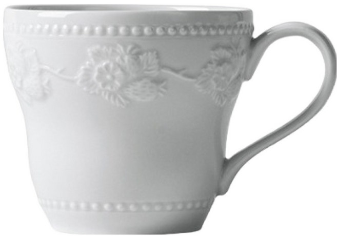 프렌치마르스 스트로베리 양각 세라믹 커피 머그컵 380ml MMM3673, 화이트, 1개