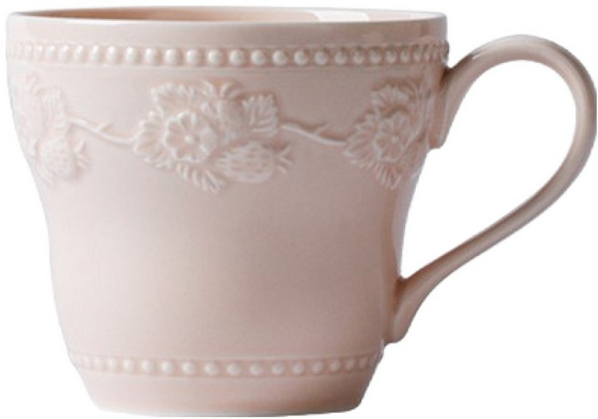 프렌치마르스 스트로베리 양각 세라믹 커피 머그컵 380ml MMM3673, 핑크, 1개