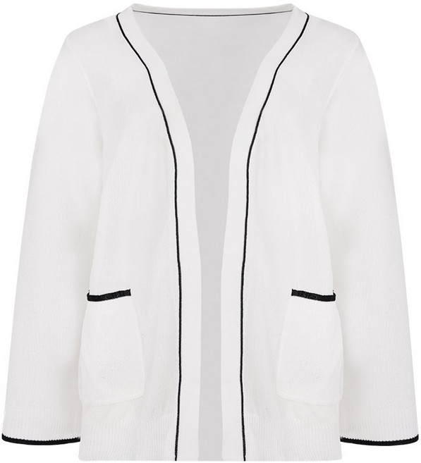 올리비아하슬러 여성용 모던 루즈 배색 라인 가디건 OHDMSW902