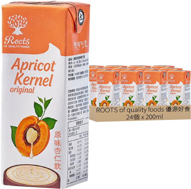 ROOTS of quality foods 優源好食 原味杏仁飲, 24個, 200ml