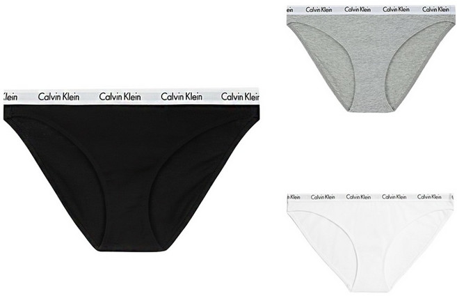 Calvin Klein 凱文克萊 女款 underwear Carousel Cotton Bikini 基本款三角褲, 灰色 + 黑色 + 白色