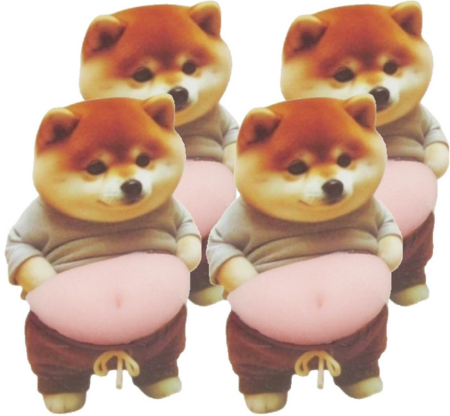 오펠리어 말랑말랑 뱃살 실리콘 문콕 방지 스티커, 시바패밀리세트, 2개