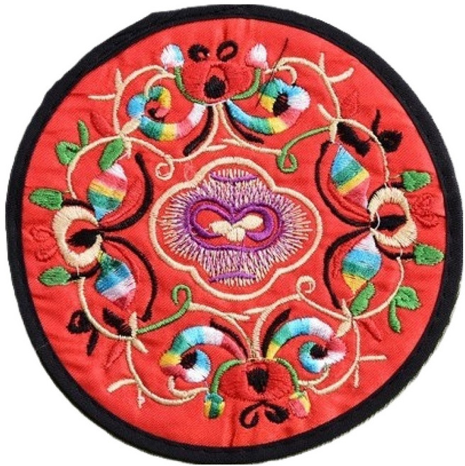 고즈넉한 티타임의 완성 자수 컵 매트, 레드, 1개