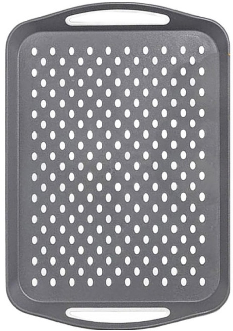 아메리칸로드 손잡이 논슬립 타공 서빙 쟁반 HR2689, 그레이, 1개