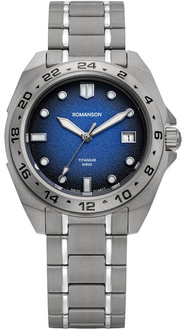 로만손 남성용 악티우스 티타늄 메탈 시계 RWAMMM6BS002TI + 쇼핑백