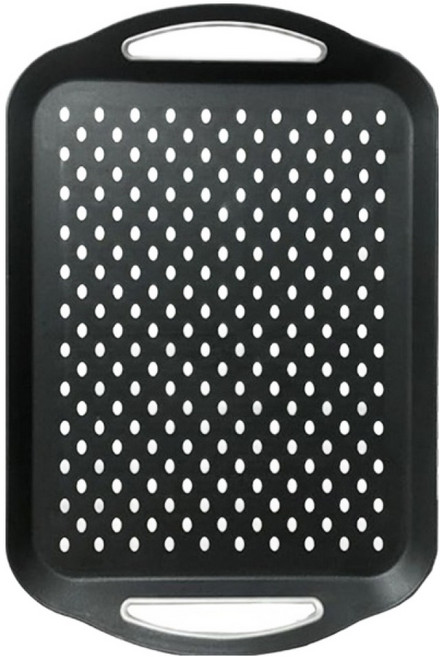 아메리칸로드 손잡이 논슬립 타공 서빙 쟁반 HR2689, 블랙, 1개