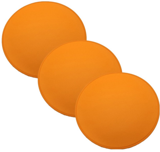 아메리칸로드 원형 방수 논슬립 가죽 식탁매트 HR2681, 오렌지, 3개, 지름 38cm