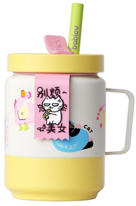 bablov 花伴森 316老幹部吸管保溫杯, 別煩美女, 1個, 650ml