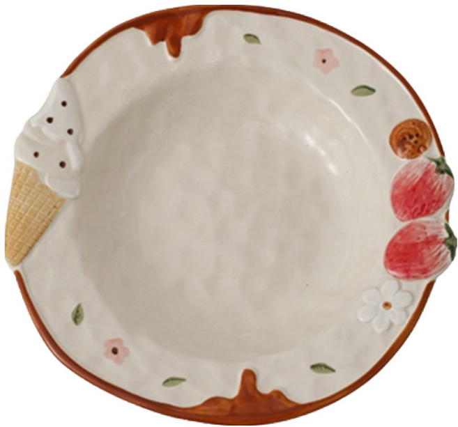 프렌치마르스 감성 과일패턴 도자기 다용도 접시볼 아이스크림 MMM3681, 혼합색상, 1개