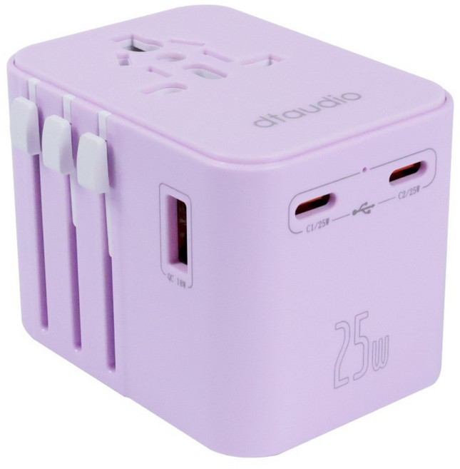 DTAudio 25W 4 Ports 萬國旅行 充電器 PD Fast Charging 2500W Universal Plug 紫色