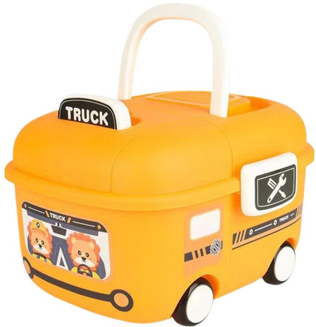 델리리움 자동차 스타일 바퀴달린 이동식 장난감 정리함 소형 19 x 16 x 11.5 cm, 옐로우, 1개