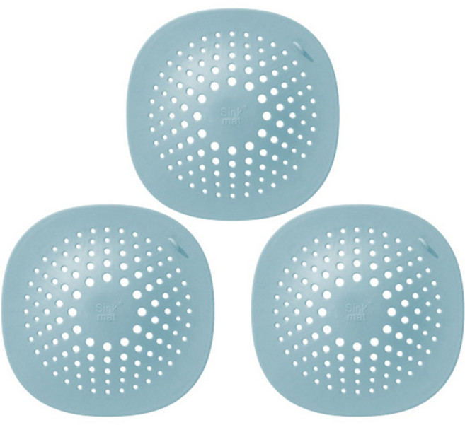 블럭마트 실리콘 흡착 욕실 배수구 거름망 3p, 블루