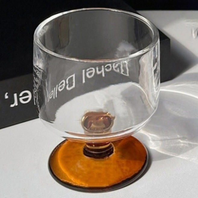 다파랑 유니크 배색 칵테일 위스키 고블렛 유리잔 사각 HJ1384, 2개