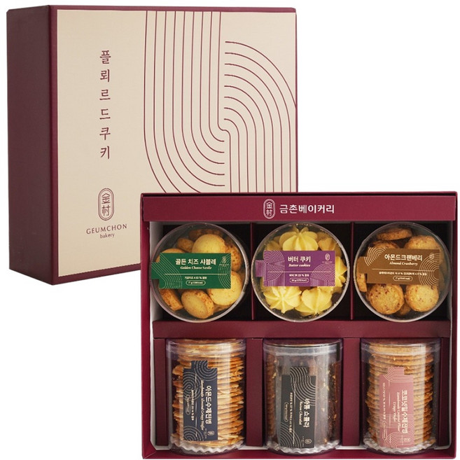 금촌베이커리 플뢰르 드 쿠키 세트 + 쇼핑백, 1세트, 쿠키 6종