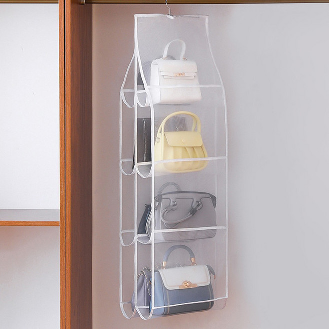 코지웰 옷장 걸이형 가방 수납 보관함 4단 8칸, 화이트, 3개