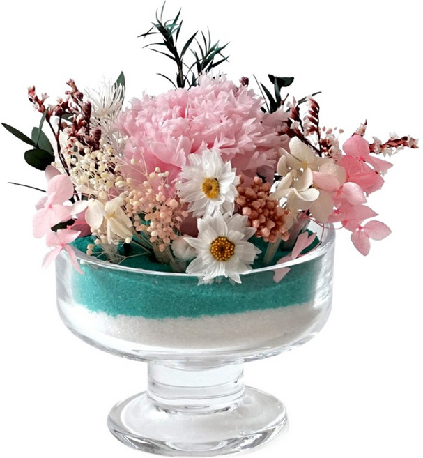 morningscent 시들지 않는 생일 선물 기념일 프리저브드 DIY 카네이션 모래정원, 핑크