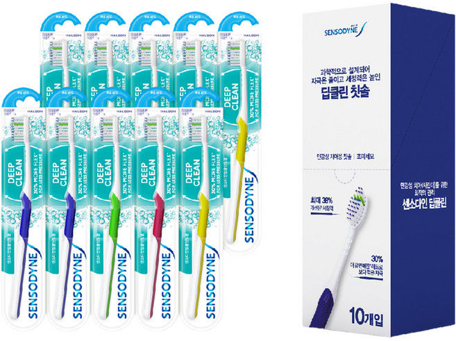 센소다인 딥클린 칫솔 랜덤발송, 1개, 10개입