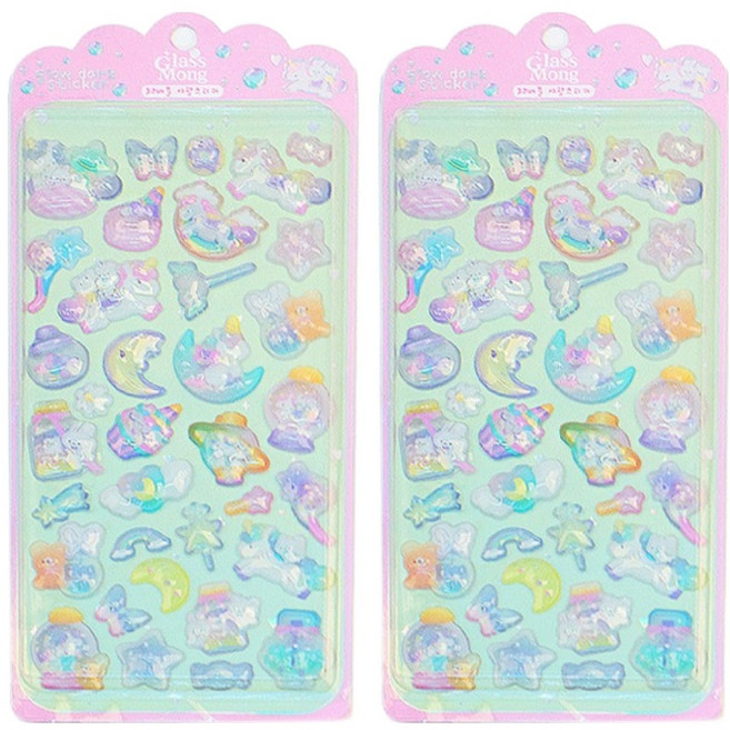 글라스몽 3D버블 야광스티커, 레인보우 라이더, 2개