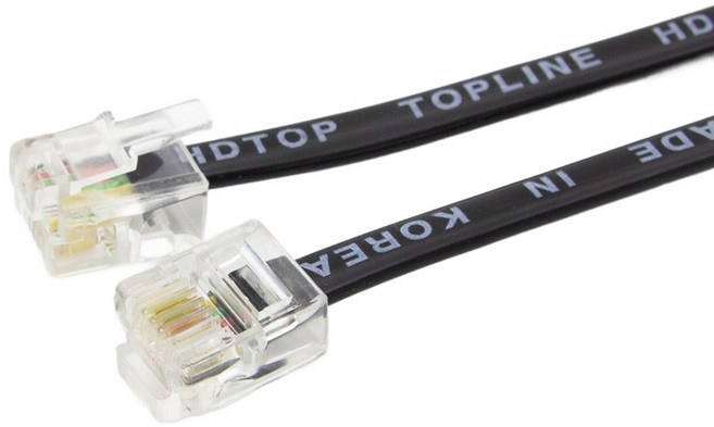 에이치디탑 국내산 전화선 팩스 6P4C 케이블 블랙 1m, HT-P0001