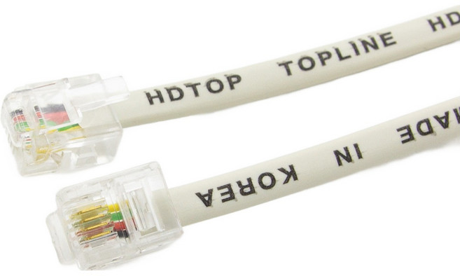 에이치디탑 국내산 전화선 팩스 6P4C 케이블 아이보리 1m, HT-P0014