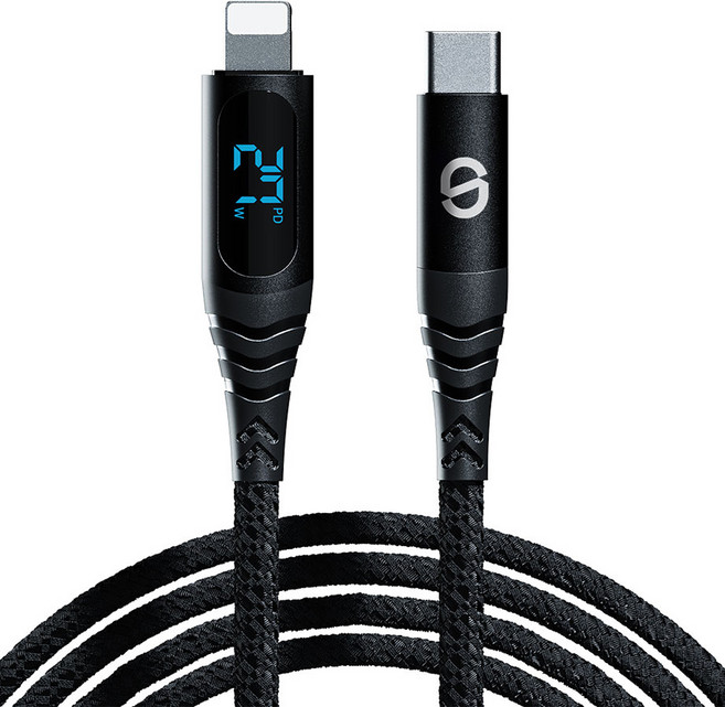 지샵 디스플레이 C타입 to 아이폰 라이트닝 8핀 고속 충전케이블, 블랙, 1개, 1m