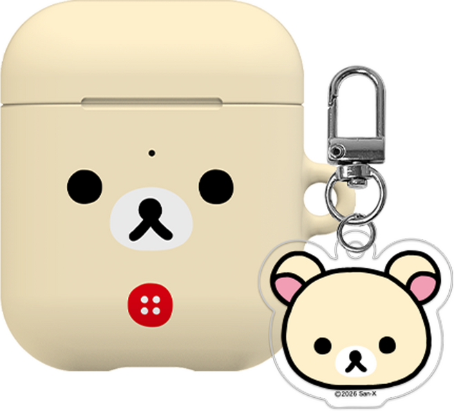 코쿼드 리락쿠마 페이스 에어팟 하드 케이스 + 키링 세트, 코리락쿠마페이스, 1세트