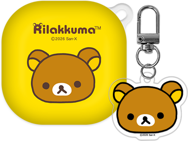 코쿼드 리락쿠마 페이스 버즈라이브 하드 케이스 + 키링 세트, 1세트