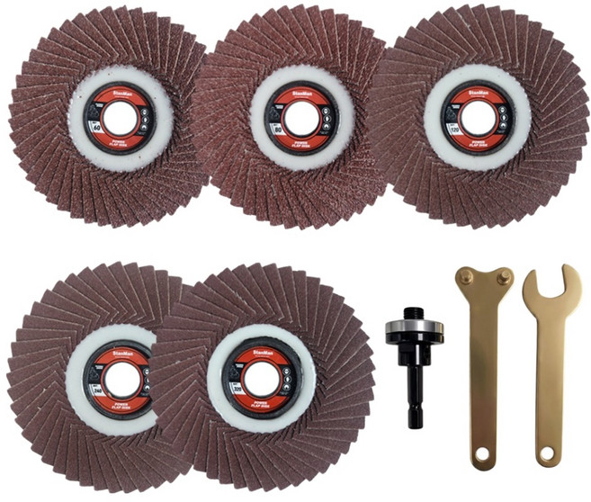 스탠맨 날개사포 해바라기형 100mm 5종 + 드릴아답터 세트, 1세트