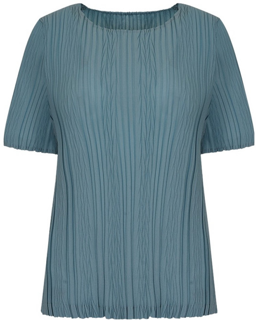 크로커다일 라운드 플리츠 반팔 블라우스 CLDM-BL136