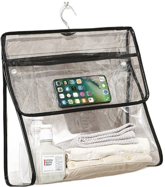 뉴토피아 욕실용 걸이형 방수 옷보관함 대형, 우아한 검정색, 1개