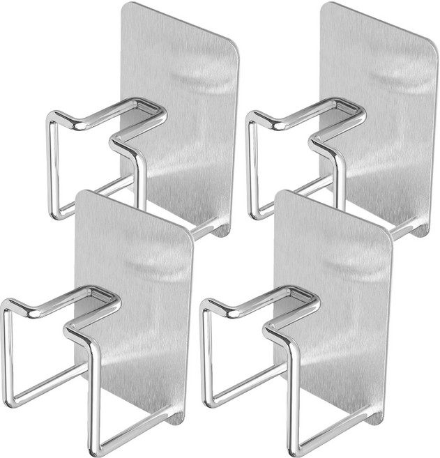 코지웰 올스텐 무타공 욕실 수납 거치대 칫솔꽂이, 실버, 4개