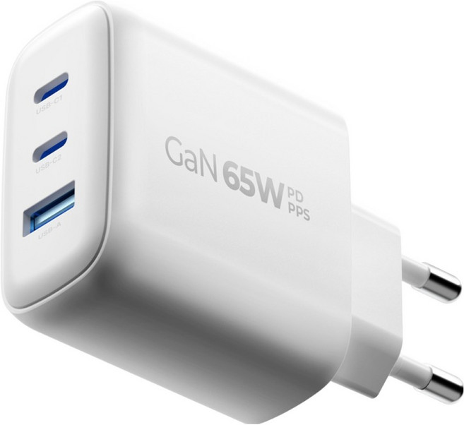 뉴클 GaN 65W PPS 초고속 충전기 3포트, 화이트, 1개