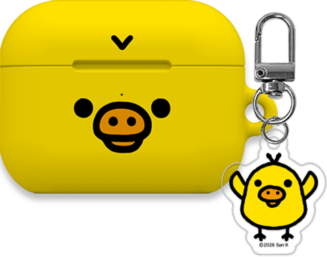 코쿼드 리락쿠마 페이스 에어팟프로2 하드 케이스 + 키링 세트, 키이로이토리페이스, 1세트