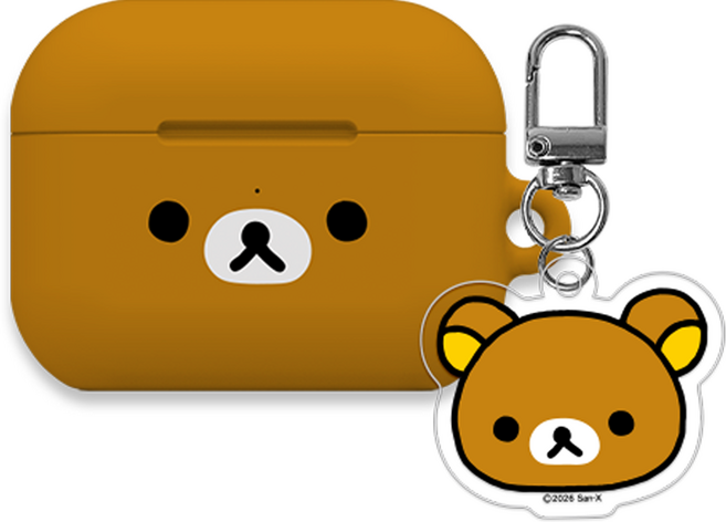 코쿼드 리락쿠마 페이스 에어팟프로3 하드 케이스 + 키링 세트, 리락쿠마페이스, 1세트