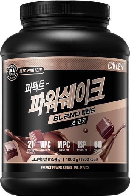칼로바이 퍼펙트 파워쉐이크 블렌드 단백질쉐이크 초코맛 60회분, 1.8kg, 1개