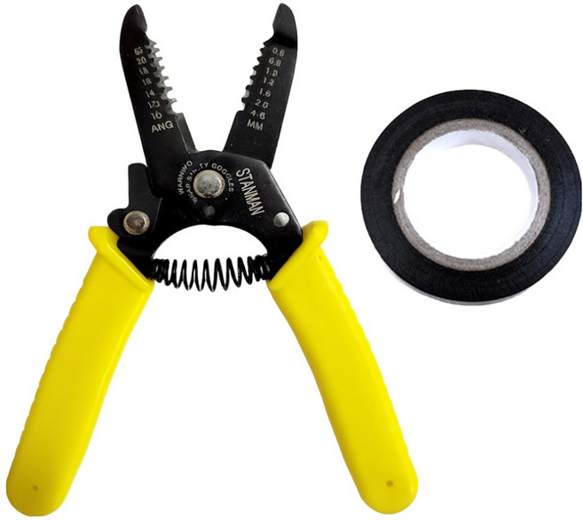 스탠맨 전선 와이어 스트리퍼 + 절연테이프 10m 세트, 1세트