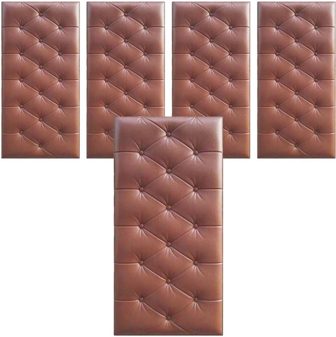홍시마켓 홈 인테리어 방수 충격방지 폼블럭 벽 스티커 런닝 4mm, 브라운, 5개