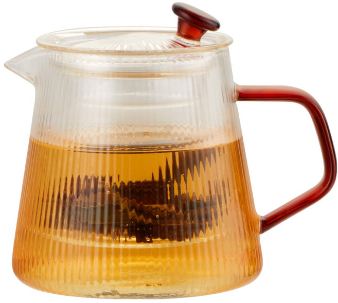 발룬피니 내열유리 컬러핸들 차 거름망 티포트 티메이커, 혼합색상, 1개, 500ml