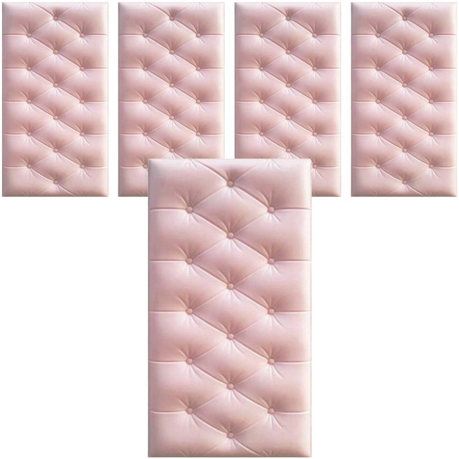 홍시마켓 홈 인테리어 방수 충격방지 벽 스티커 강화 폼블럭 70 x 35 x 0.7 cm, 핑크, 5개