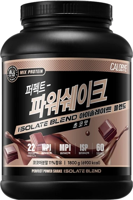 칼로바이 퍼펙트 파워쉐이크 아이솔레이트 블렌드 단백질쉐이크 초코맛, 1.8kg, 1개 - 쿠팡