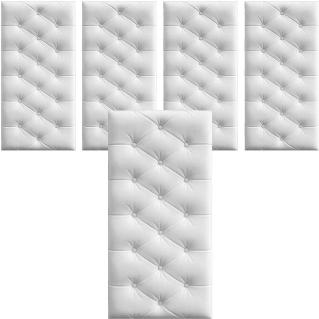 홍시마켓 홈 인테리어 방수 충격방지 폼블럭 벽 스티커 런닝 4mm, 화이트, 5개