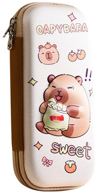 펜몽 카피바라 필통 케이스, 아이보리, 1개