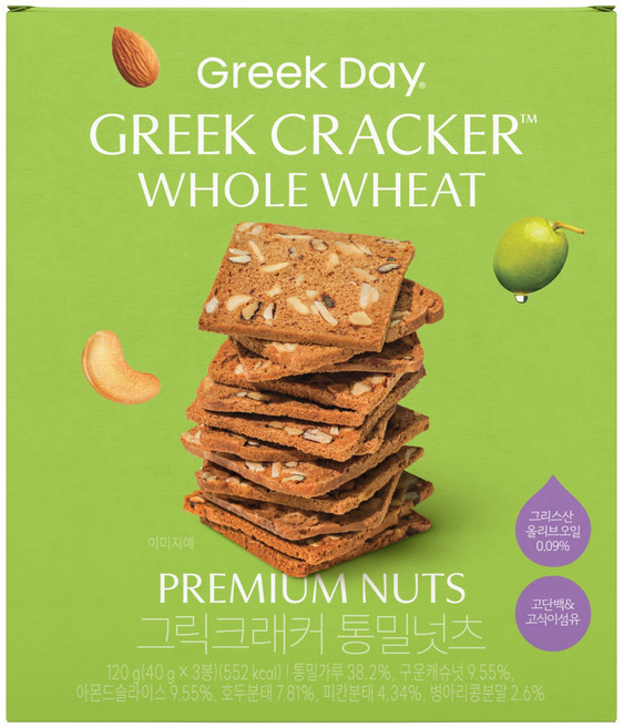 그릭데이 그릭크래커 통밀넛츠, 1개, 120g