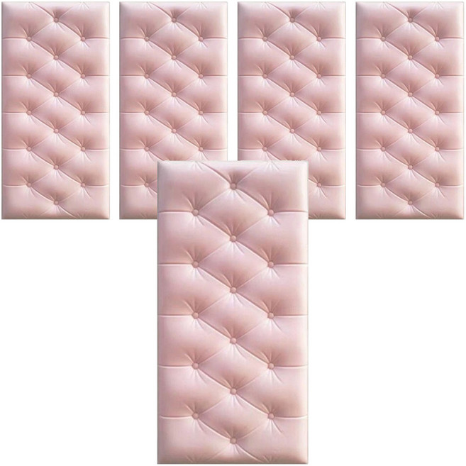 홍시마켓 홈 인테리어 방수 충격방지 폼블럭 벽 스티커 런닝 4mm, 핑크, 5개