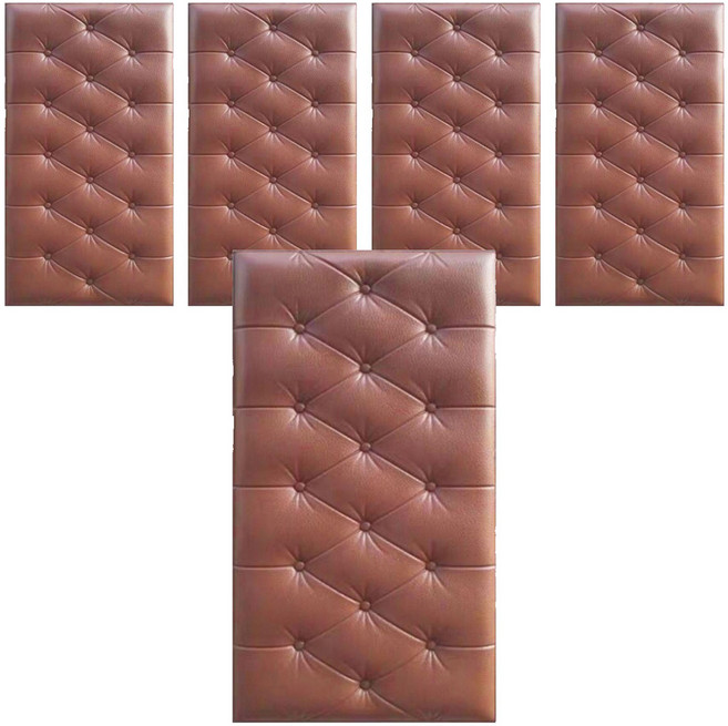 홍시마켓 홈 인테리어 방수 충격방지 벽 스티커 강화 폼블럭 70 x 35 x 0.7 cm, 브라운, 5개