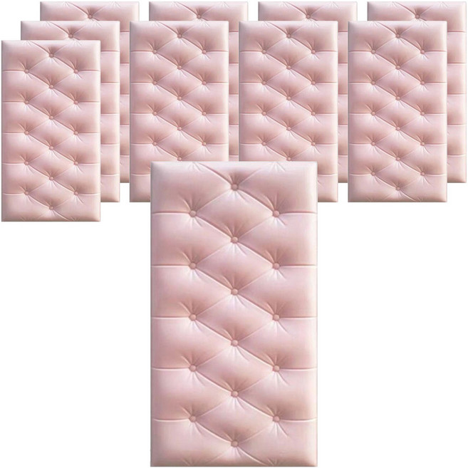 홍시마켓 홈 인테리어 방수 충격방지 벽 스티커 강화 폼블럭 70 x 35 x 0.7 cm, 핑크, 10개