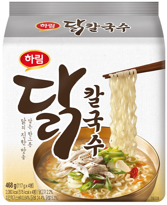 하림 닭칼국수 봉지, 117g, 4개
