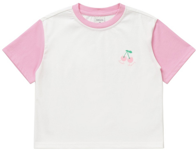 래핑차일드 배색 반팔 티셔츠