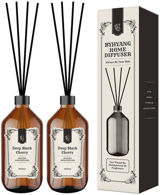 바이향 대용량 홈 디퓨저 2p, 1개, 2.1L, 딥블랙체리
