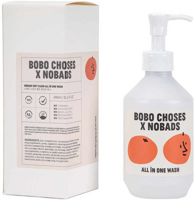 NOBADS Bobo Shoes 柔和清潔全效合一沐浴乳, 1個, 240ml
